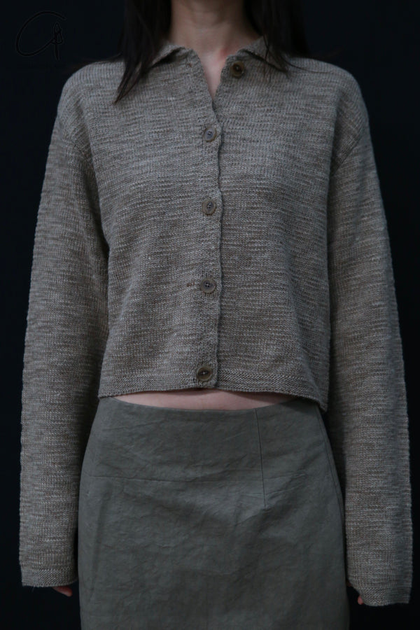 SWAYING 24 Autumn and Winter Thick Lapel Cardigan SW-SW24AW1T71-HZ Gray Brown SW-SW24AW1T70